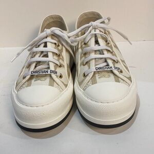 Authentic NIB Christian Dior Gold and White Sneakers